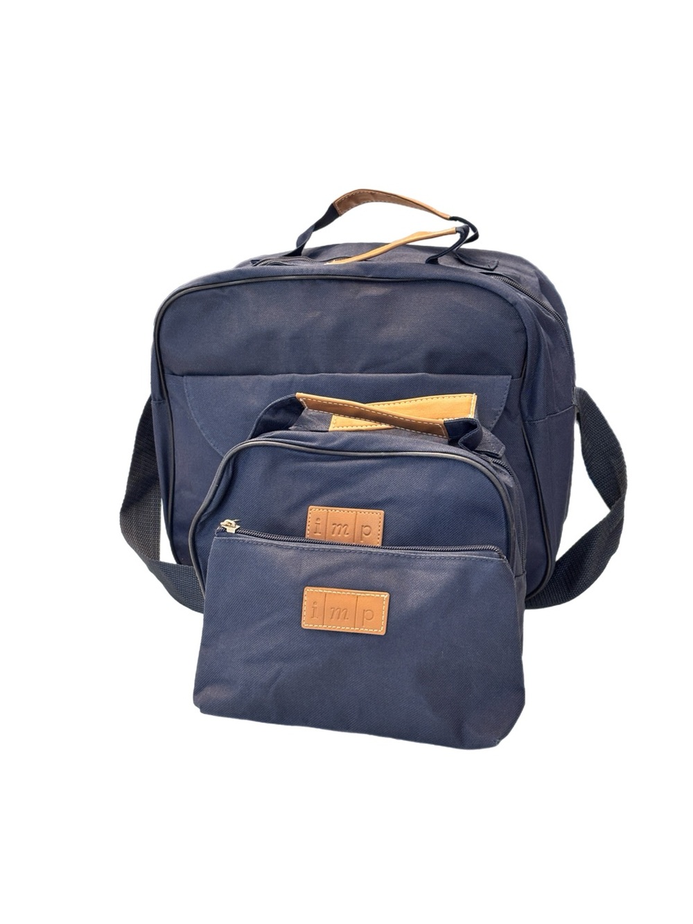 Navy Canvas Travel Shoulder Bag Set